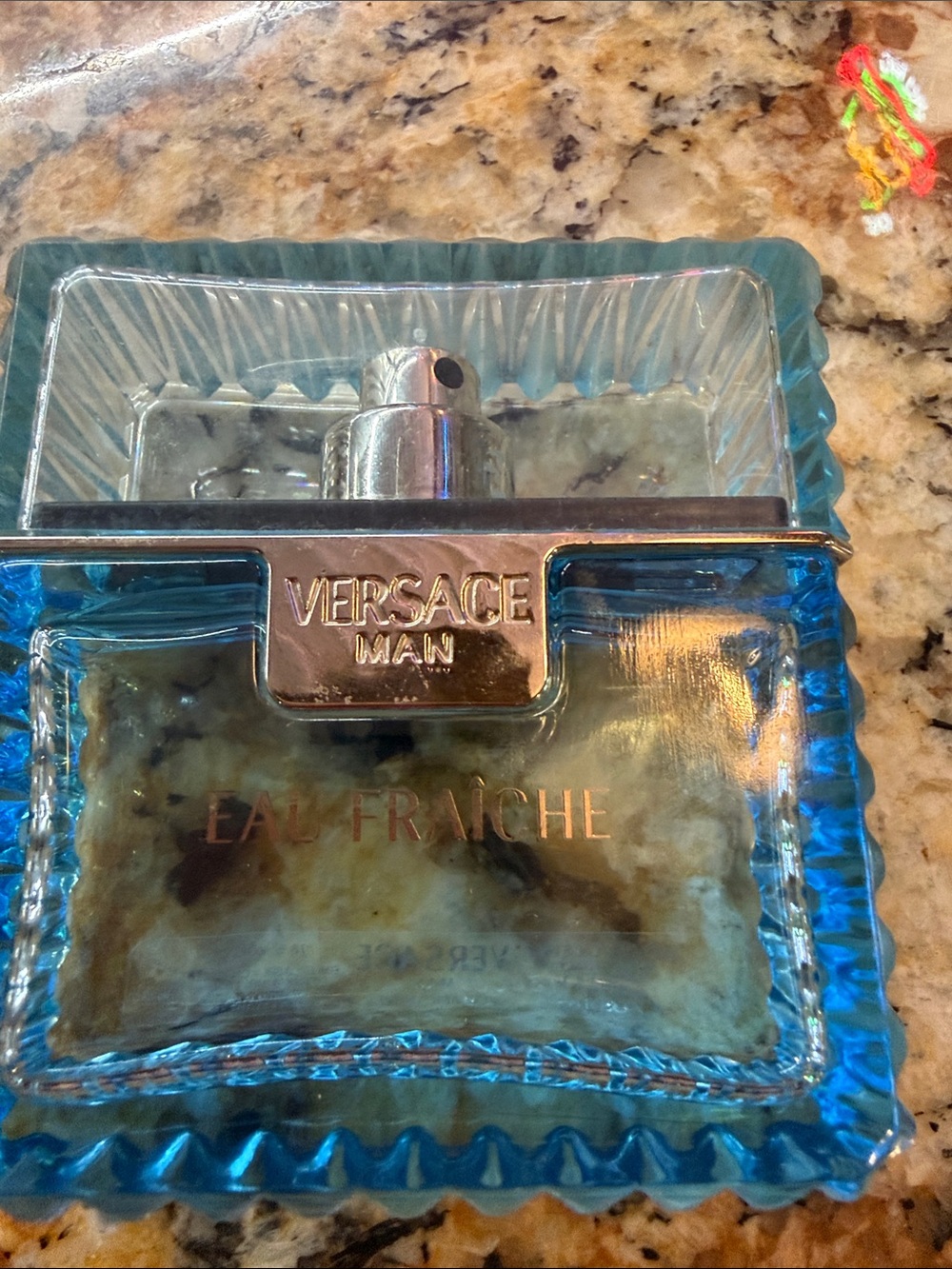 Versace Blue Glass Men’s Eau Fraîche Cologne Bottle